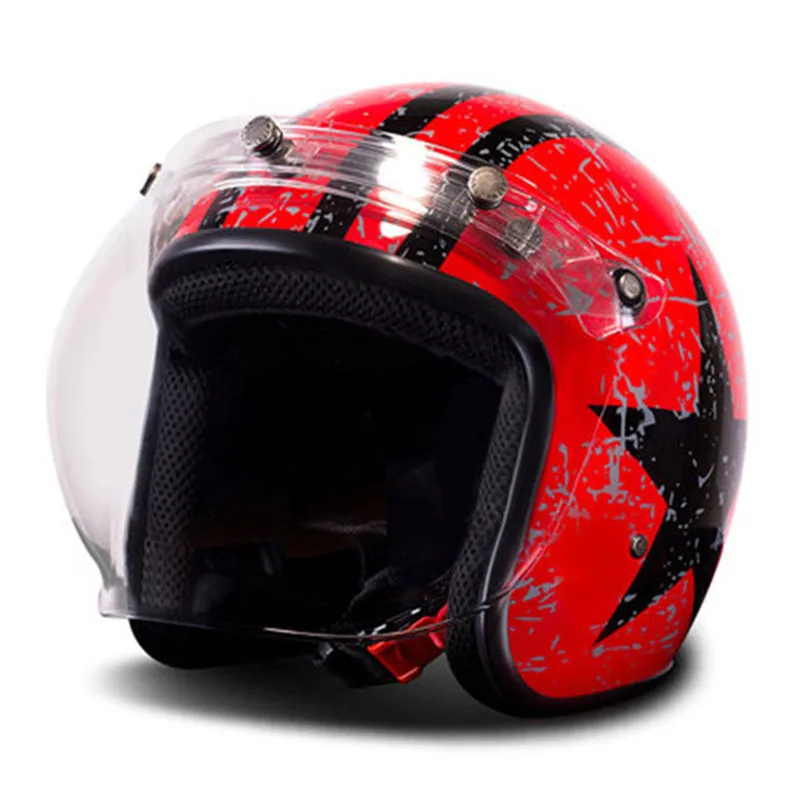 Мотоциклетный шлем Ретро Винтаж синтетический Casco Moto Cruiser Chopper скутер Кафе Racer 3/4 открытый шлем DOT Casco Moto - Цвет: helmet with lens