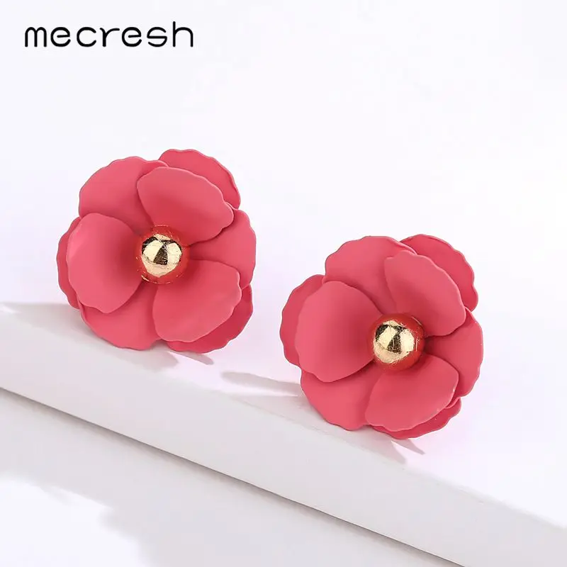 Mecresh простые милые весенние цветочные серьги-гвоздики для женщин, красные, розовые, желтые маленькие летние серьги, модные ювелирные изделия MEH1338