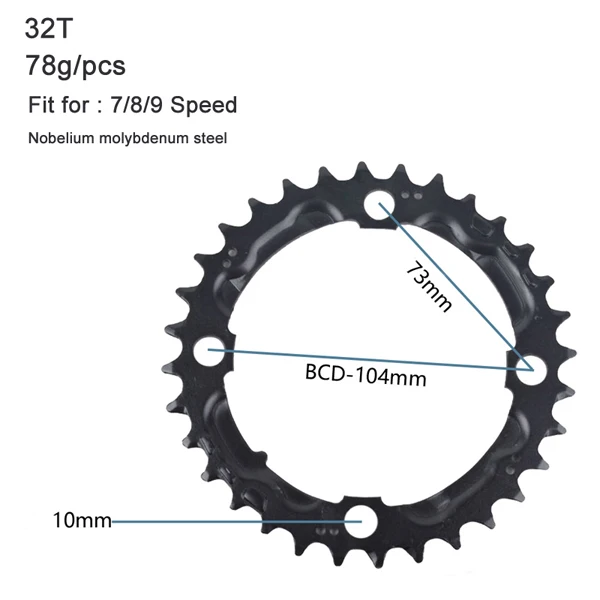 22T 32 т 42 44 т 48 7/8/9/10 Скорость MTB складывающийся BMX велосипед шатун для дорожного велосипеда диаметра окружности болтов(диск зубчатое колесо цепной передачи зуб срез ремонт Запчасти - Цвет: 32T Black