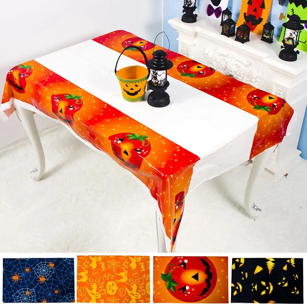 

2019 Creative Pumpkin Skull Rectangle Disposable Waterproof PVC Tablecloth Halloween Dining Table Decor