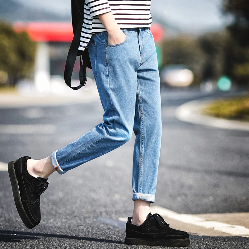 Pantalones vaqueros de estilo Hip Hop para hombres jóvenes, jeans ajustados de estilo urbano, longitud hasta el tobillo, moda de verano, 2020|pants young jeans - AliExpress