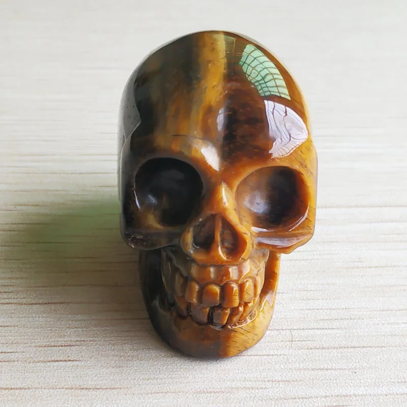 

2019 new no hole Fashion high quality natural tiger eye stone carved skull big pendant for jewelry making wholesale