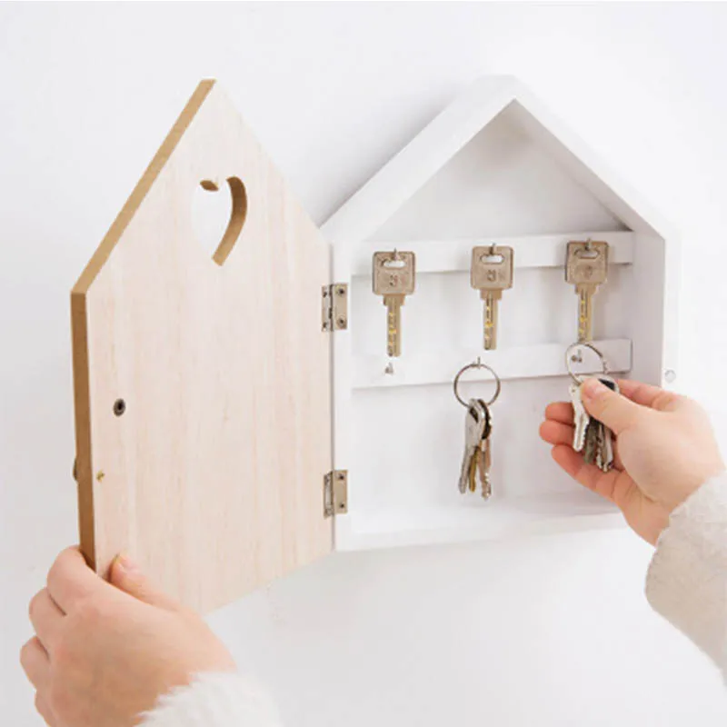 

Creative Bear Pattern Wooden Key Box Wall Hanging Storage Rack Wall Decoration Key Storage Box Shop Porch Door Decor Housekeeper