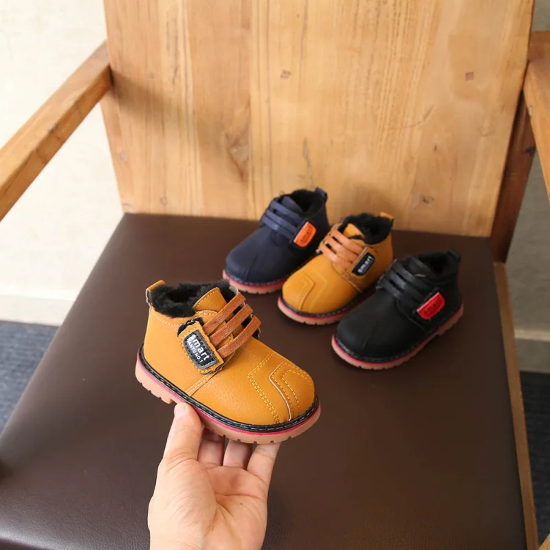 

Children Martin boots Winter warm plus velvet boy snow boots Girls child booties Lace-up Non-slip baby shoes kids sneaker 1-2.5Y