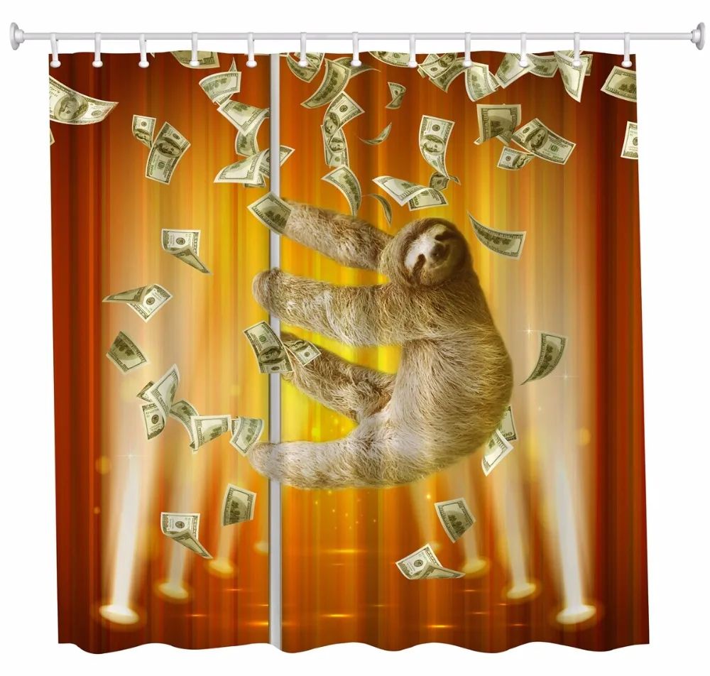 Занавески для душа QIYI Sloths с узором и крючками занавески ванной из полиэстера