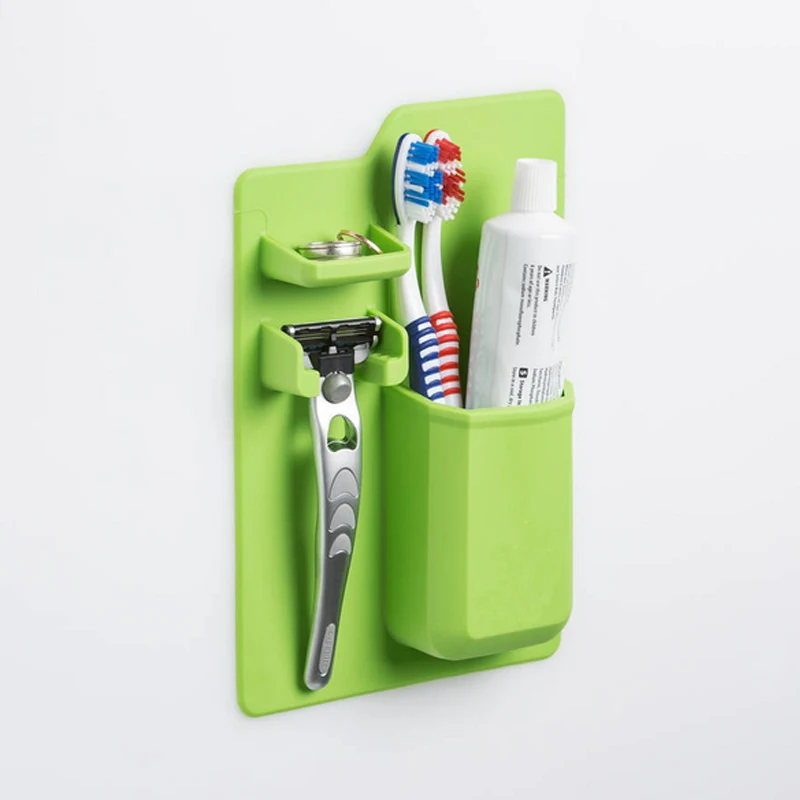 Крепкий силиконовый держатель для зубной пасты и для зубной щетки для хранения бритвы один интегрированный бесшовный настенный держатель для бритвы органайзер для зеркала для макияжа