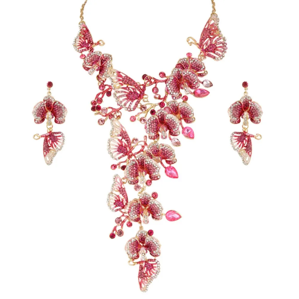 Женские серьги подвески в виде бабочек вечерние с кристаллами|jewelry findings|necklace