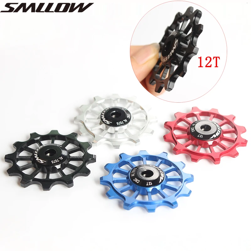 

New SMLLOW 1pcs 4 Color MTB Mountain Road Bikes Bicycles 12T Rear Derailleur Pulley Roller Idler Bearing Jockey Wheel Parts