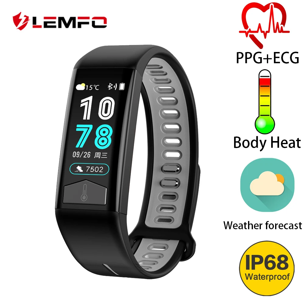 LEMFO 2019 новейший T02 Смарт часы PPG ЭКГ тела тепла пульсометр IP68 Водонепроницаемый