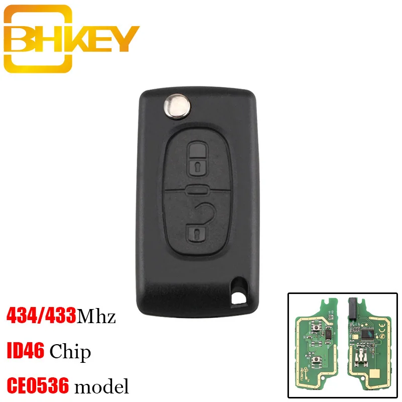 Ключ BHKEY HU83 с 2 кнопками для PEUGEOT 207 208 307 308 408 433 МГц PCF7961 ID46 CE0536 | Автомобили и