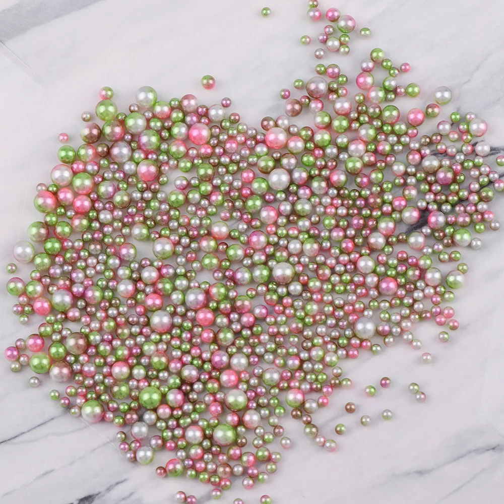 20 г 3-6 мм градиент розовый зеленый серии Mix Размеры имитация нет отверстий жемчужина Круглые бусины для DIY ногтей Книги по искусству