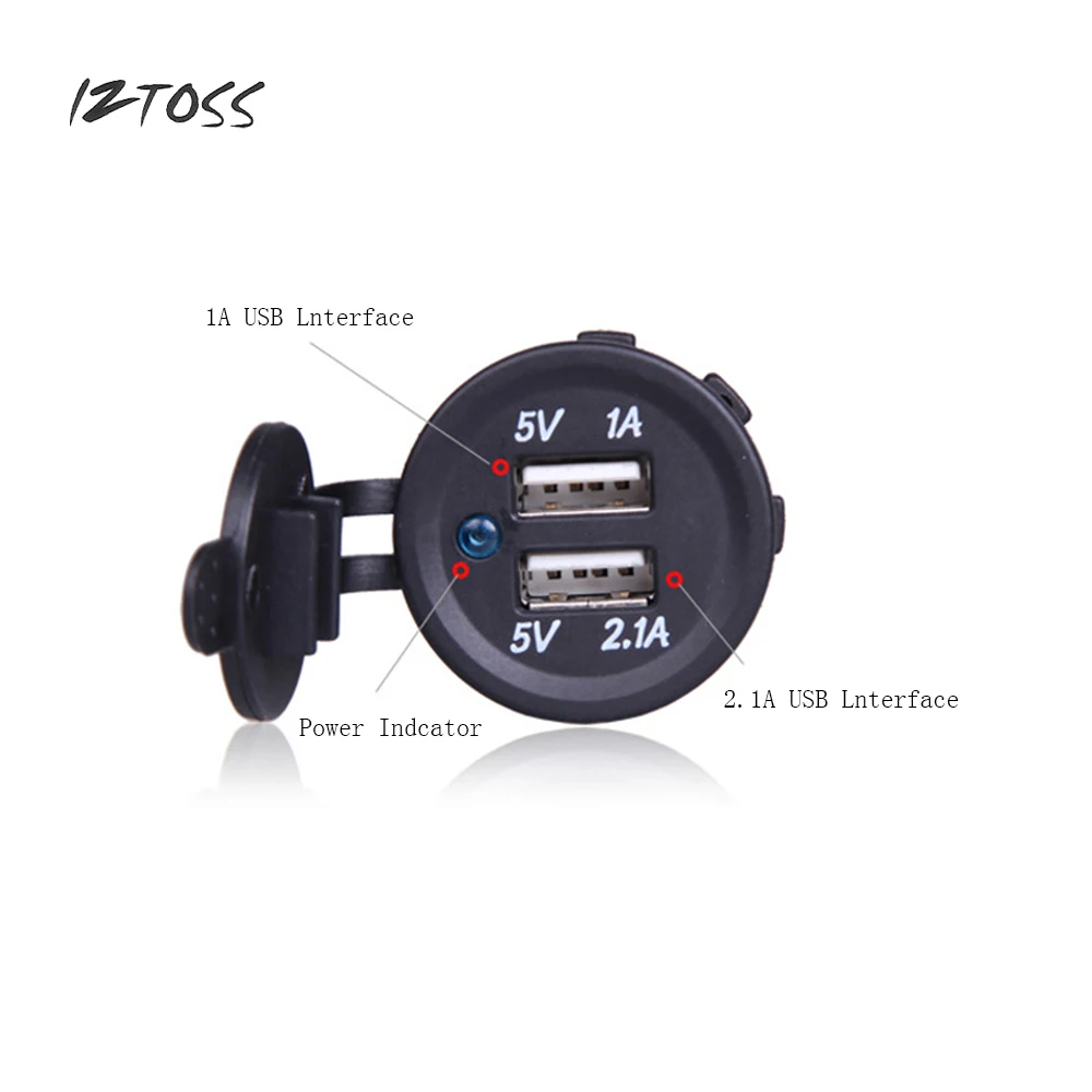 IZTOSS 2.1A/1A Высокая мощность Автомобильный адаптер конвертер Водонепроницаемый 12 в