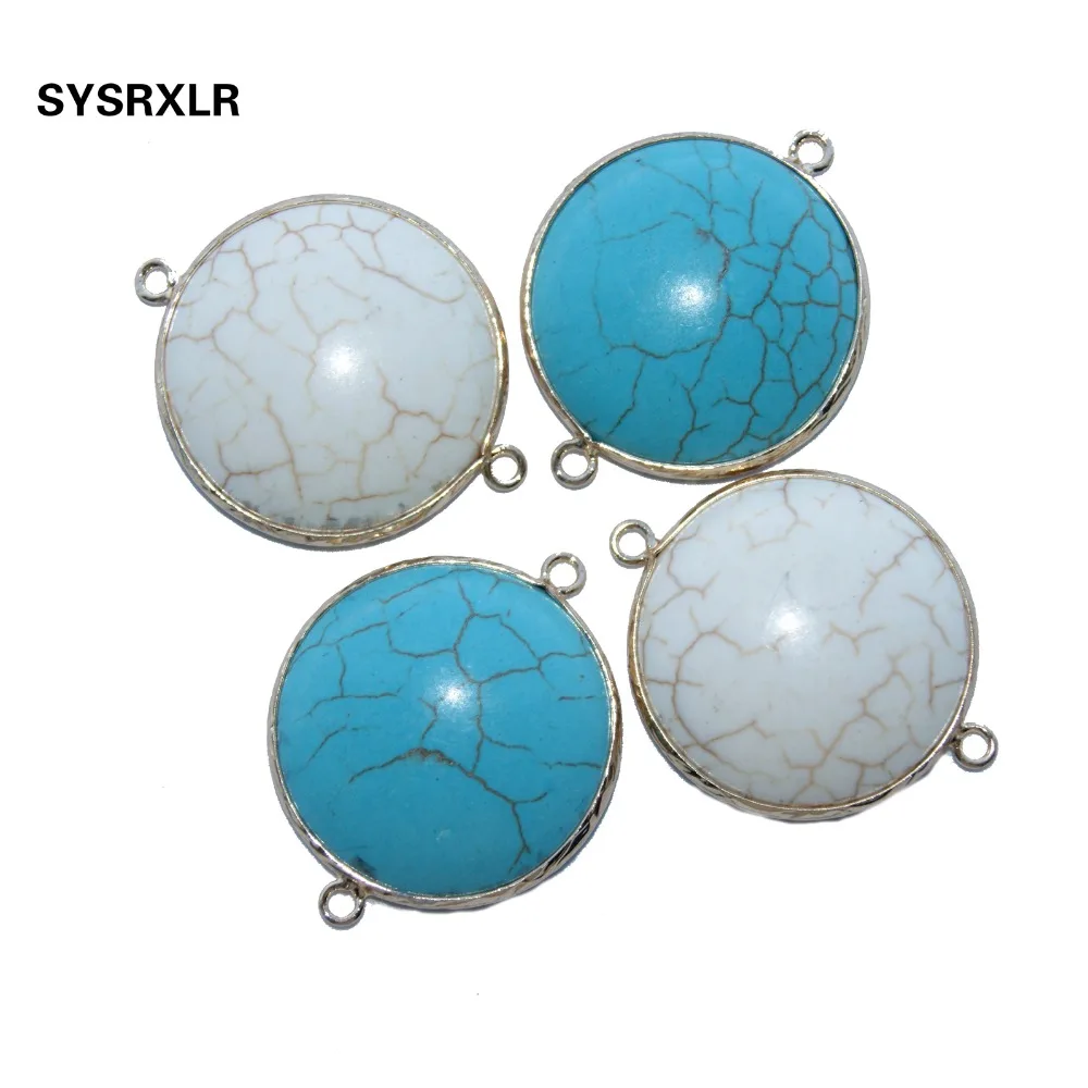 Wholesale 1 Pieces 2 Colors Circular Charm Natural Stone Pendant