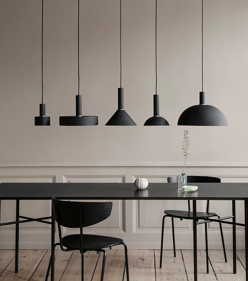 Online Lámpara colgante de barra simple nórdica negra luz colgante de color restaurante, dormitorio, luces de noche, arte moderno e iluminación creativa