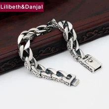 Браслеты из настоящего 925 пробы, Серебряный Простой мужской браслет с подвеской, браслет ручной работы, серебряное Ювелирное Украшение из Таиланда B1