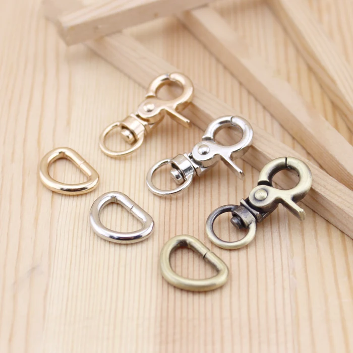 

10mm Luggage Straps buckles Tongs / Snap hook/Dog,Bag hanger Lobster Clasp D ring Bag Parts & Accessories 10 Set/Lot