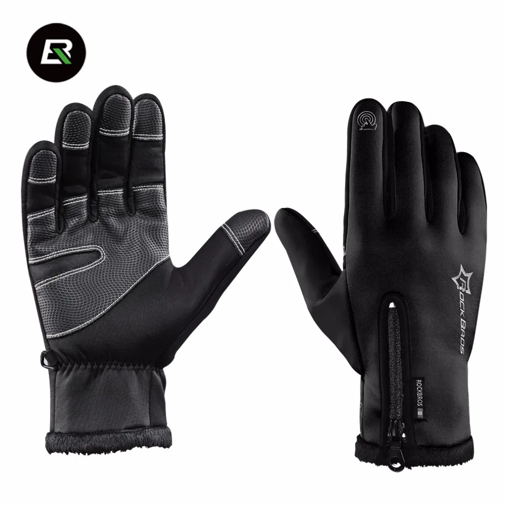 ROCKBROS Winter Sport Cycling Gloves Thermal Windproof Warm Fleece