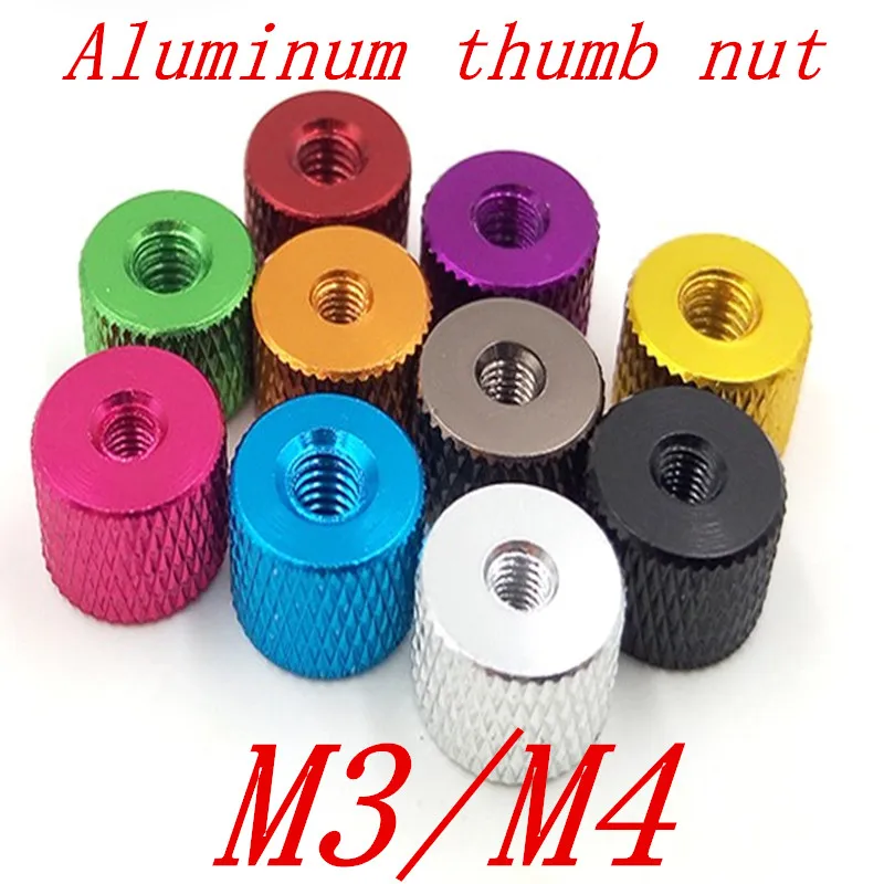 10pcs/lot M3 M4 Knurled colourful aluminum thumb nut in Nuts from Home