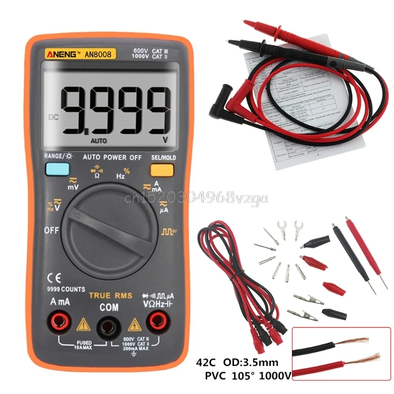 

AN8008 True RMS LCD Digital Multimeter Voltmeter Ammeter AC DC Voltage Current #H028# XIANJIA