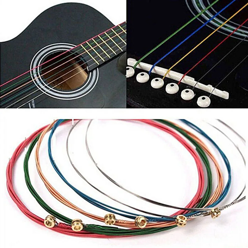 Lot de 6 cordes de guitare colorées