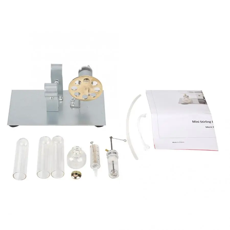 

Zinc Alloy Mini Stirling Engine Motor Model Kits Students Physical Educational Steam Toy Spare Heating Glass Tube Alcohol Lamp