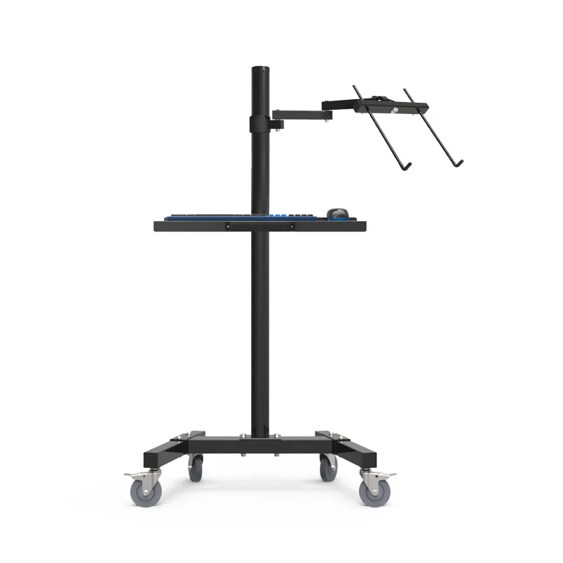 Dual Mount Monitor Holder + Laptop Holder PS Stand Trolley Sit-Stand Work  Station Floor Stand Moving Cart