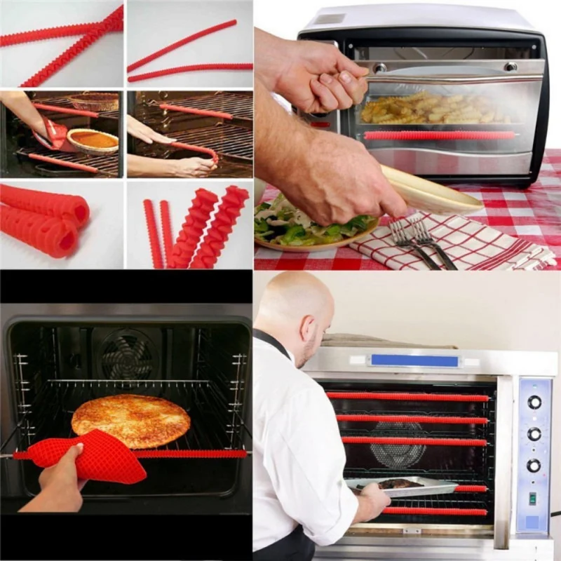 Silicone Oven Rack Edge Clip Guard Heat Resistant Red Set Of 2 Helps Avoid Burns Silicone insulation strips