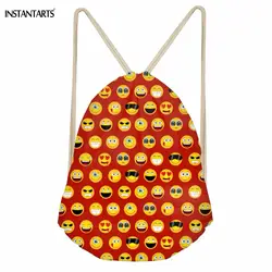 INSTANTARTS Веселые красочные Emoji печатных девушки парни завязки сумки мода Softback хранения рюкзаки школьники Сумки для зала