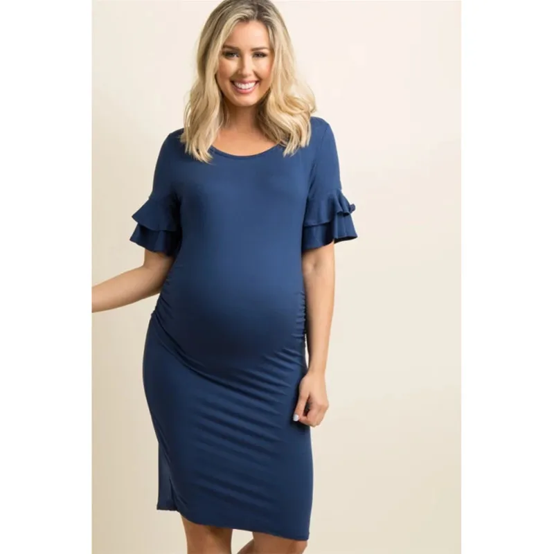 Платье для беременных с рукавами-пагода; Gravidas Vestidos; платья для беременных; Одежда для беременных женщин; обтягивающее летнее платье для беременных