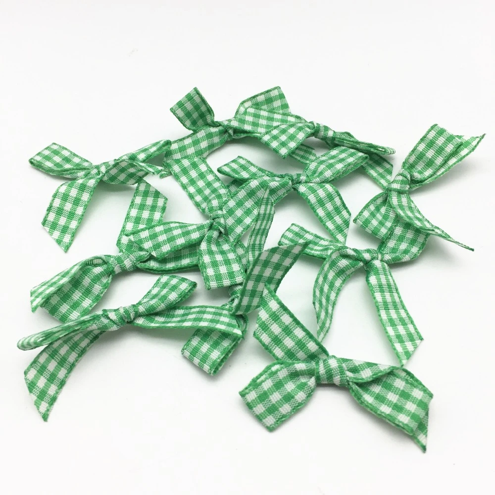 100pcs Green Checks Gingham Ribbon Tail Bows For Wedding Invites Decorations Cardmaking Embellishments Diy Ties Crafts Ribbons Aliexpress