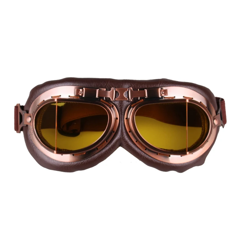 

Yellow Motorcycle Goggles Glasses Vintage Motocross Classic Goggles Retro Pilot Pilot Cruiser Steampunk Atv Bike Uv Protection#8