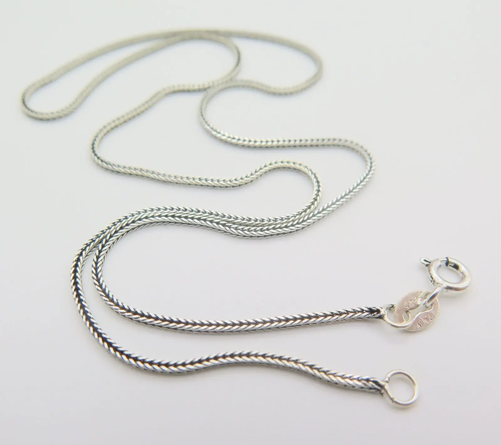 

15.7 inch Pure 925 Sterling Silver Necklace 1.0mm Foxtail Link Chain Necklace