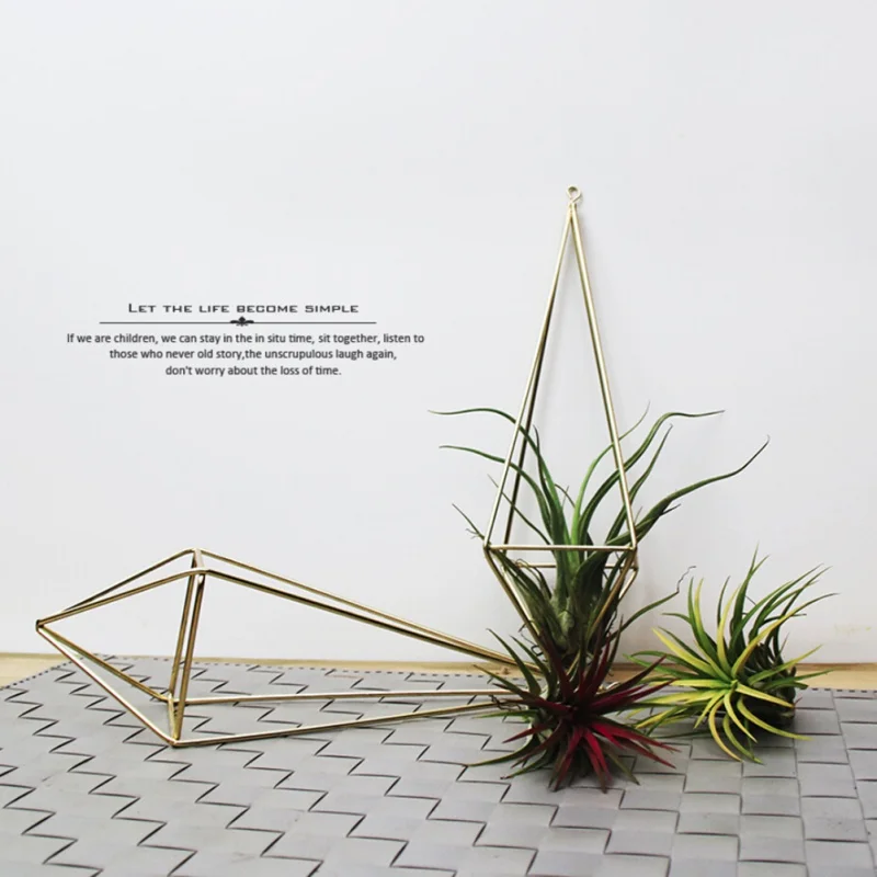 

Iron Flower Shelf Wrought Iron Geometry Hanging Air Pineapple four-sided Receptacle Stereo three-dimensional Hanging Flower Pot