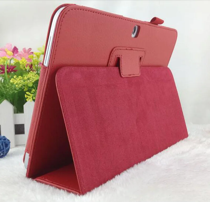 Slim Litchi Flip PU Leather Skin Cover Case Stand Capa Funda Shell For Samsung Galaxy Tab 3 10.1 P5200 P5220 P5210 + Film Pen | Компьютеры