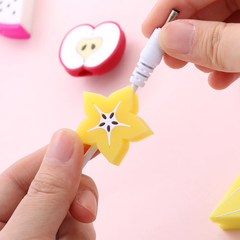 

1 PCS Cartoon Fruit Cable Bite Cute Phone Charger Protector Soft Cord Accessories Cell phone Data Line Cover Cute Accessories