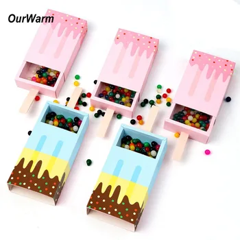 

OurWarm 10pcs DIY Ice Cream Candy Box Treat Children Birthday Popsicle Candy Box Wedding Favors Gifts Birthday Party Supplies