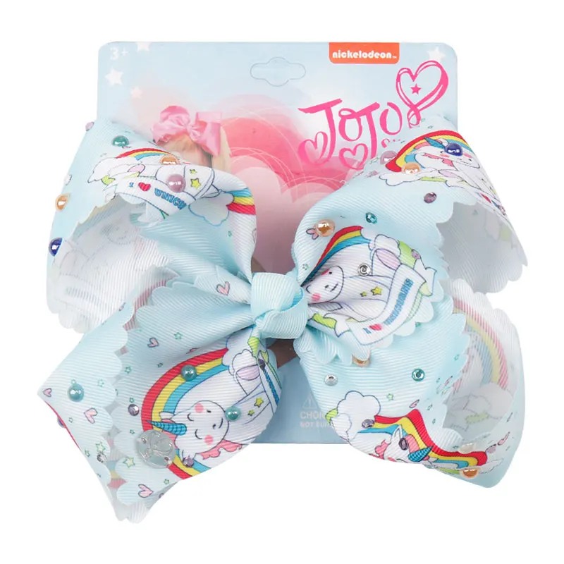 

JOJO Large Unicorn Bow-knot Cartoon Print Grosgrain Ribbon Jojo Siwa Hair Bows with Clip Kids Handmade Hair Accessories