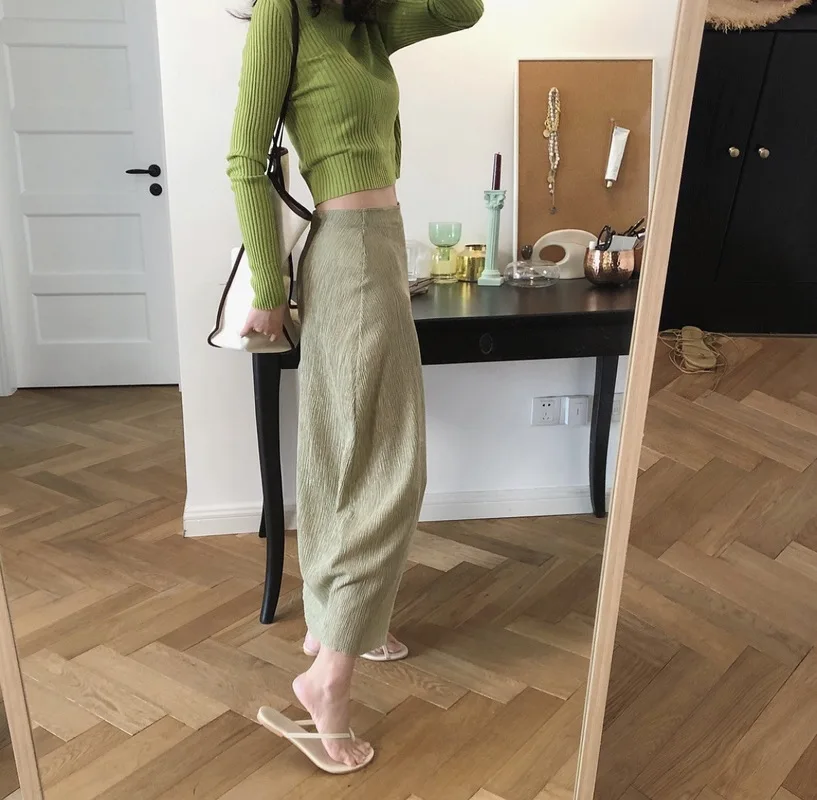 Women's Summer Fashionable All-match Solid Color Empire Asymmetrical Ankle-Length Skirt