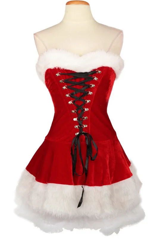 Размера плюс M-XXL, сексуальное роскошное женское бархатное рождественское платье, сексуальный милый костюм Санта Клауса, нарядное платье для рождественской вечеринки