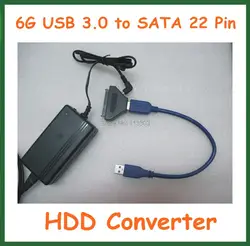 Высокая Скорость 6 г USB 3.0 на SATA 22 Булавки HDD конвертер с Питание адаптер 12 В 2A