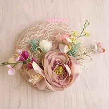 Корейский сладкий розовый кружевной Sinamay чародей топ шляпа цветочный головной убор Свадебная съемка женские волосы Orament цветок шпилька чародей