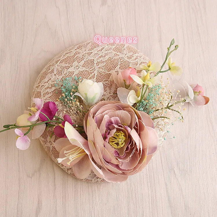 

Korean Sweet Pink Lace Sinamay Fascinator Top Hat Floral Headwear Wedding Shooting Women Hair Orament Flower Hairpin Fascinator