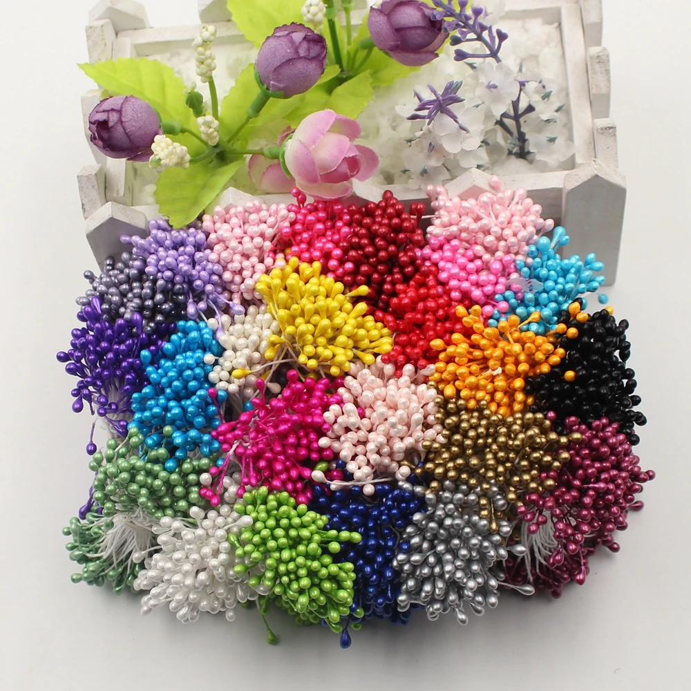 1 пачка = 300 шт Искусственные цветы Двойные головки тычинки перламутровые для ремесленных открыток украшения для тортов цветочные DIY венки аксессуары