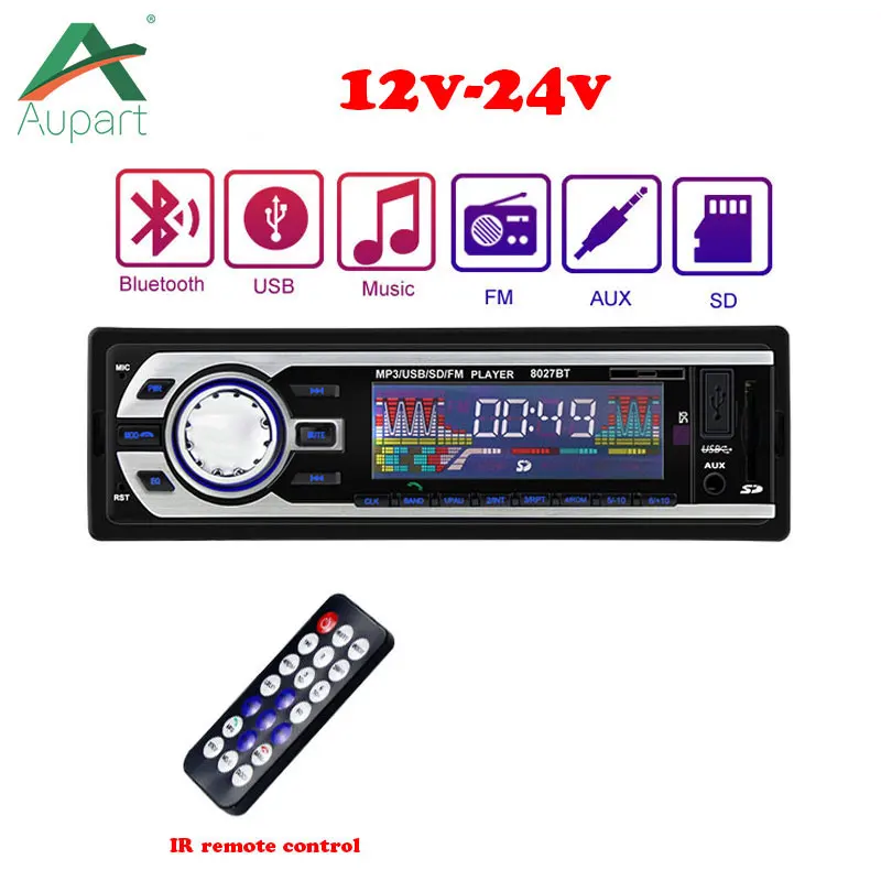 1 Din радио Bluetooth автомобиля 12 V-24 V SD MP3 плеер в машине автомагнитолы Авто аудио стерео Карро автомобильное зарядное устройство с Зарядное устройство автомобильный радиоприемник - Цвет: A Radio-24V