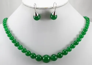 

Natural Prett Lovely Women's Wedding wholesale charming and elegant 6-12mm green gem necklace & earrings jewelry set 002 wedding