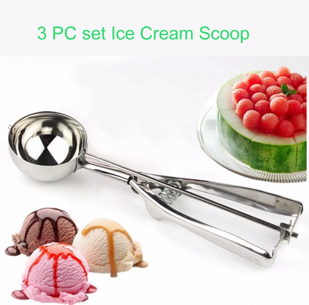 Ice Cream Scoop Spoon Trigger Mechanism 3pc Stainless Steel for Squeeze