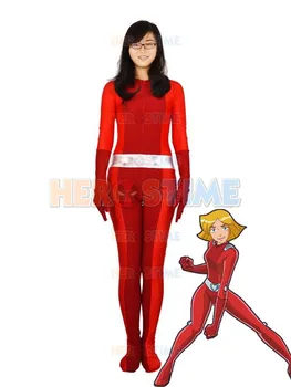 

Totally Spies! Red Spandex Clover Superhero Costume halloween cosplay Totally Spies costume the most popular zentai suit