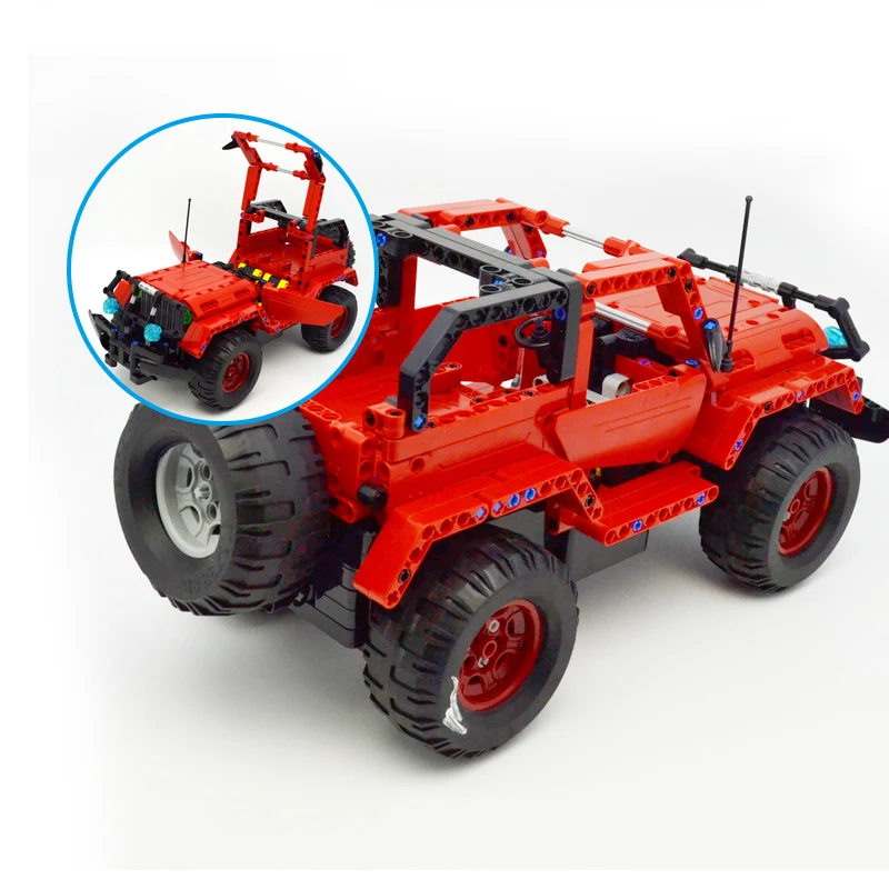 531pcs Legoing Technic Series Building Blocks RC Car Red Jeep Wrangler 2 IN 1 Off-Road Climbing Cross Country Trucks Bricks Toys