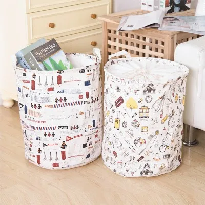 

BF050 Cotton printing large folding laundry basket with handle clothes storage bag 35*45cm free shipping