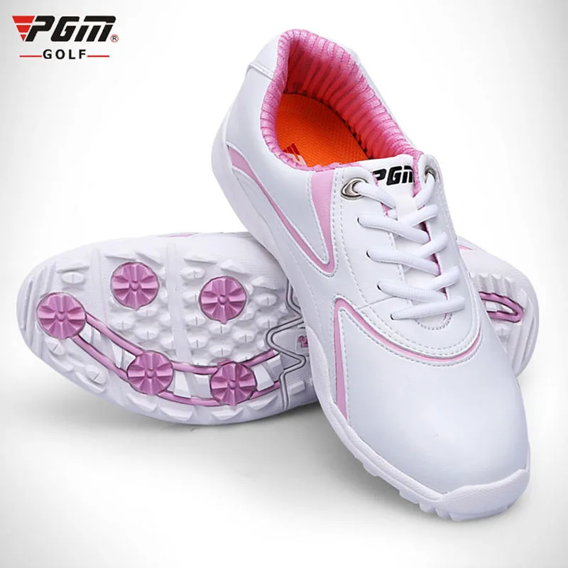 

PGM golf shoes women waterproof Summer ladies sneakers White and gold 2018